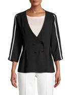 B Collection By Bobeau Side Stripe Double-breasted Blazer