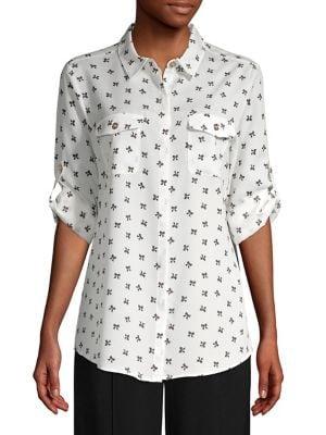 Karl Lagerfeld Paris Eiffel Tower Button Blouse