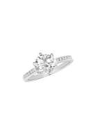 Lord & Taylor Rhodium-plated Sterling Silver And Cubic Zirconia Round Six-prong Solitaire Engagement Ring