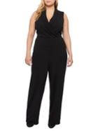 Addition Elle Michel Studio Plus Faux Wrap Straight Leg Jumpsuit