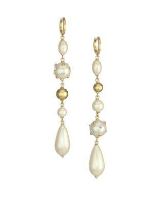Kate Spade New York Linear Urite Pearl Huggie Earrings