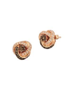 Le Vian Chocolatier Chocolate Diamonds, Vanilla Diamonds And 14k Strawberry Gold Swirl Earrings