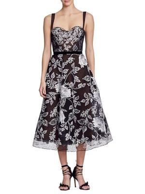 Marchesa Notte Sweetheart Fit-&-flare Midi Dress