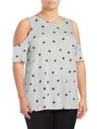 Vince Camuto Plus Dotted Cold-shoulder Top