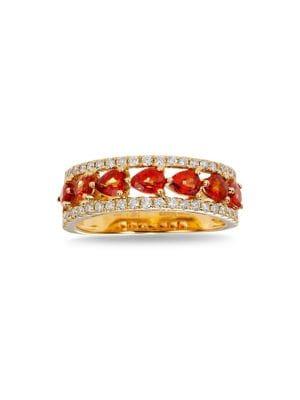 Marco Moore 14k Yellow Gold, 0.35 Tcw Diamond And Orange Sapphire Ring