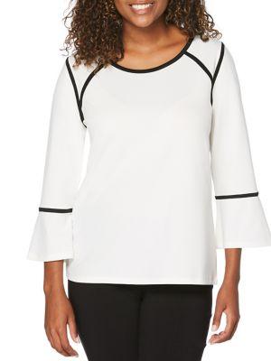 Rafaella Petite Contrast Three-quarter Sleeve Top