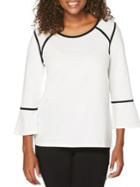 Rafaella Petite Contrast Three-quarter Sleeve Top