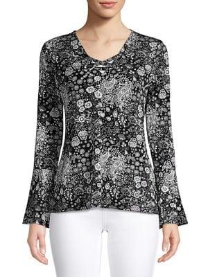 Michael Michael Kors Paisley Bell-sleeve Top