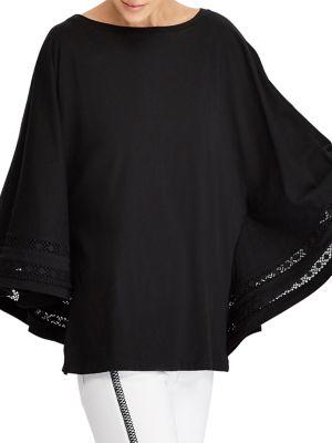 Lauren Ralph Lauren Lace-trim Jersey Dolman-sleeve Top