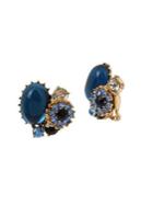 Miriam Haskell Goldtone & Crystal Flower Cluster Clip-on Earrings