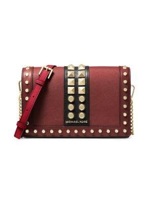 Michael Michael Kors Jet Set Studded Leather Crossbody Bag