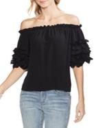 Vince Camuto Oasis Bloom Ruffled Off-the-shoulder Top