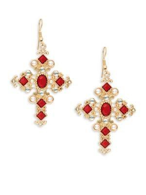 Design Lab Rhinestone Cross Drop Earrings