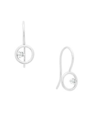 Crislu Ellipse Crystal, Sterling Silver And Pure Platinum Open Circle Drop Earrings