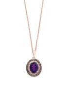Effy Viola Diamond, Brown Diamond, Amethyst And 14k Rose Gold Necklace