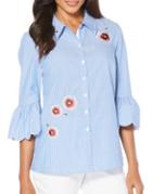 Rafaella Petites Embroidered Button-down Shirt