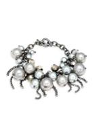 Stein And Blye Gray Faux Pearl & Crystal Statement Bracelet