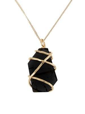 Robert Lee Morris Goldtone And Wrapped Stone Pendant Necklace In Gift Box
