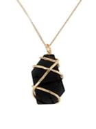 Robert Lee Morris Goldtone And Wrapped Stone Pendant Necklace In Gift Box