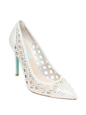 Betsey Johnson Blue Mella Embellished Satin Pumps