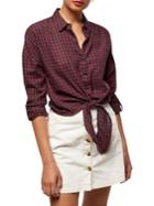 Miss Selfridge Checked Tie Cotton Button-down Shirt