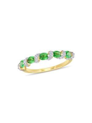 Sonatina 14k Yellow Gold, Diamond & Tsavorite Band Ring