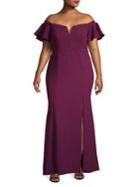 Xscape Plus Off-the-shoulder Ruffle Gown