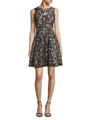 Gabby Skye Plus Floral Lace Fit-and-flare Dress