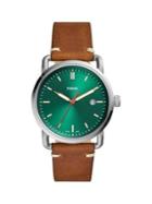 Fossil Commuter Stainless Steel & Leather-strap 3-hand Watch