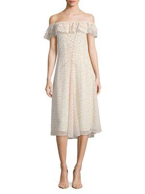 Wayf Lace-up Off-the-shoulder Dress