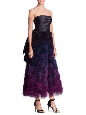 Marchesa Notte Strapless Ombre Gown
