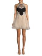 Blondie Nites Embroidered Mini Fit-&-flare Dress