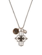 Lucky Brand Rock Crystal Cross Pendant Necklace