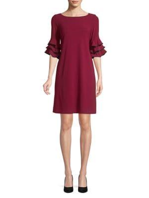 Gabby Skye Ruffled-sleeve Shift Dress