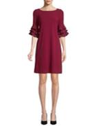 Gabby Skye Ruffled-sleeve Shift Dress