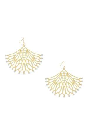 Jessica Simpson Summer Fairy Faux Pearl Fan Drop Earrings