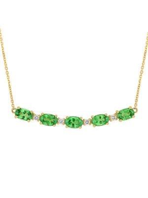 Sonatina 14k Yellow Gold, Tsavorite & Diamond Pendant Necklace