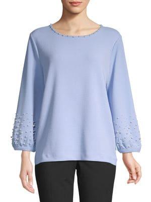 Karl Lagerfeld Paris Embellished Faux-pearl Blouse