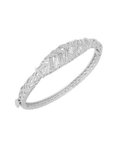 Lord & Taylor Diamond And Sterling Silver Round Bangle