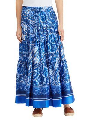 Lauren Ralph Lauren Tiered Cotton A-line Maxi Skirt