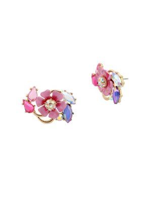 Betsey Johnson Floral Crystal Cluster Stud Earrings