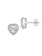 Sonatina Diamond And Sterling Silver Heart Stud Earrings