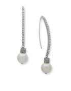 Jenny Packham 10mm Faux Pearl And Crystal Threader Earrings