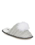 Kensie Faux Fur Shimmer Knit Slippers