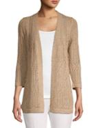 Cable & Gauge Perforated Open-front Cardigan
