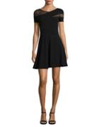 Design Lab Lord & Taylor Mesh-trimmed Fit-and-flare Dress