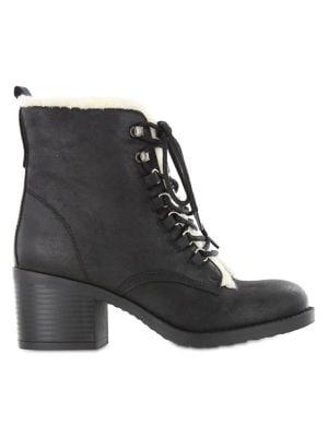 Mia Lars Vegan Leather Faux Fur Trim Boots