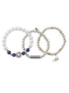 Lucky Brand Set Of 3 Milagro Indigo Ranch Faux Pearl Cuff Bracelet Set