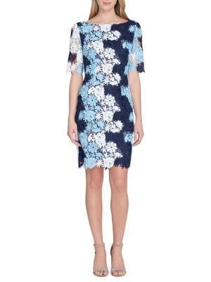 Tahari Arthur S. Levine Petite Colored Lace Sheath Dress