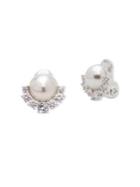 Anne Klein New York 10mm Faux Pearl, Crystal & Silver Stud Earrings